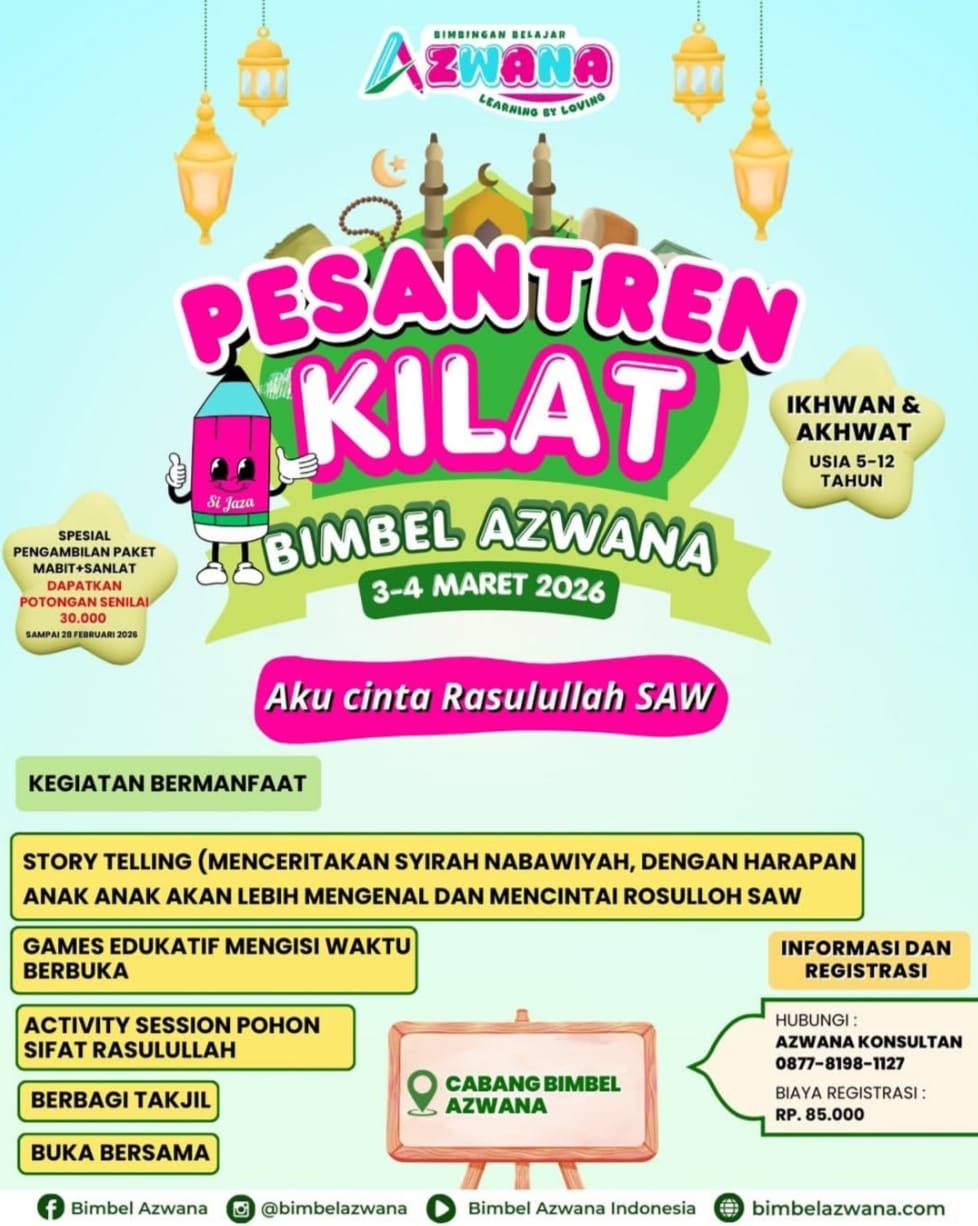 Pesantren Kilat Bimbel Azwana Spesial Ramadhan 2026 Bertema Aku Cinta Rasulullah SAW